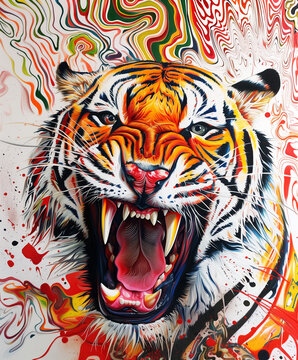 Tiger, colorful graphics
