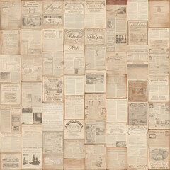 Old-fashioned newspaper pages collage - vintage grunge texture for design projects and backgrounds