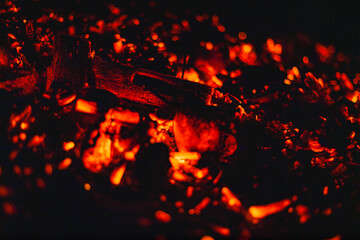 burning fire background in the dark 