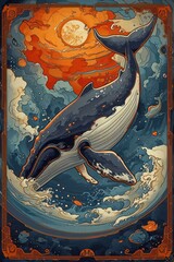 whale Art illustration for a book