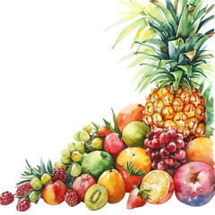 tropical fruits watercolor vector illustration for background