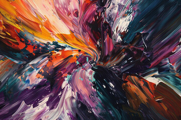 using a lot of colors and brushstrokes to create an abstract painting.