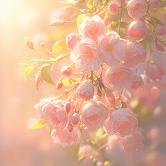 Fototapeta na wymiar Radiant Sakura Flowers Glowing with Soft Light