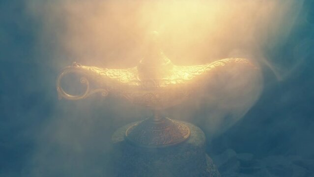 Swirling Mist Around Lamp Fantasy Scene