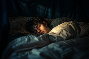 Insomniac lying in bed
