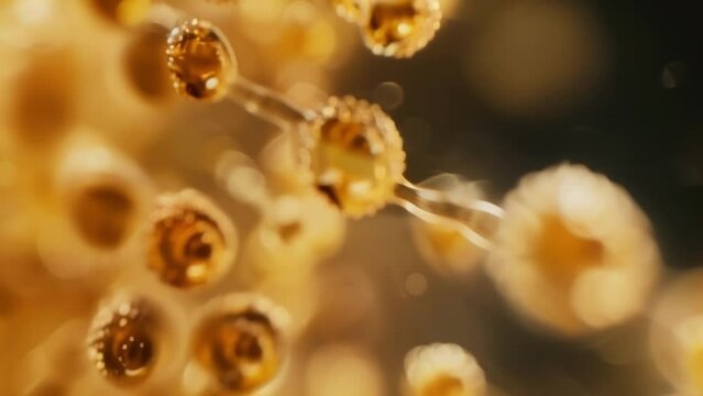 Closeup of a seed coated in a thin layer of biodegradable nanocapsules carefully designed to deliver specific nutrients and biochemicals to optimize crop growth and yield. .