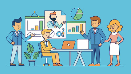 meeting business people teamwork discussion cartoon vector illustration
