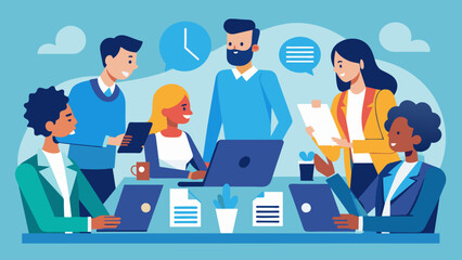 meeting business people teamwork discussion cartoon vector illustration
