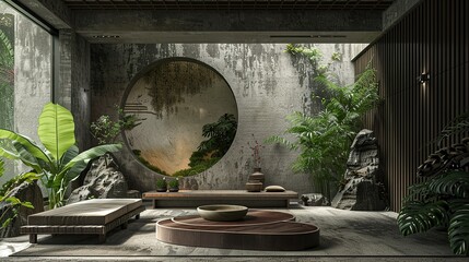 Chinese Zen garden ,meditation spaceï¼ŒVincent Van Duysenï¼ŒInterior design, retro inspiration, Art Decoï¼Œtea room and living room