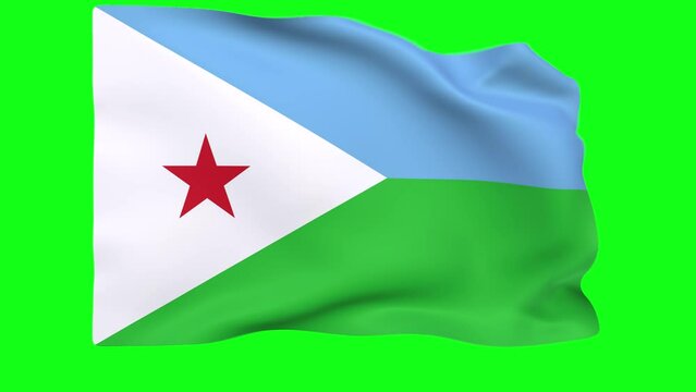 Waving flag of Djibouti Animation 3D render Method