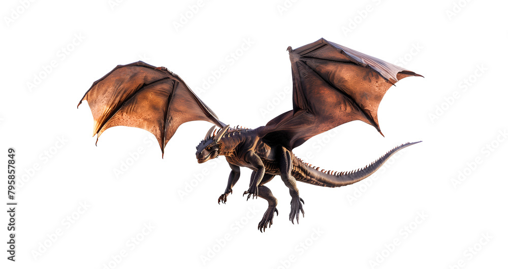 Wall mural The Rapid Journey of the Fierce Dragon, Isolated on Transparent Background, PNG