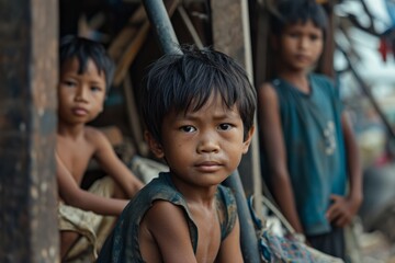 Unidentified Burmese little boy in the street. 68 per cent of Myanma people belong to Bamar ethnic group