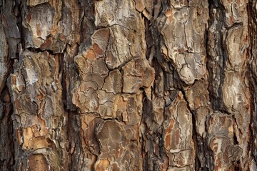 Nature's artwork: Tree bark showcasing its rough and weathered charm through a tapestry of cracks...