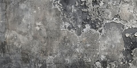 Textured grey concrete wall adorned with numerous small holes. A testament to the passage of time and urban character.