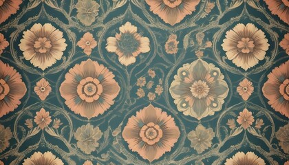 Fototapeta na wymiar Vintage wallpaper patterns with intricate floral a upscaled_2