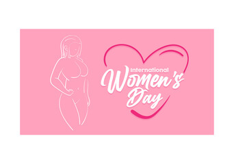 International Women's Day 8 march with frame of flower and leaves , doodle art style.