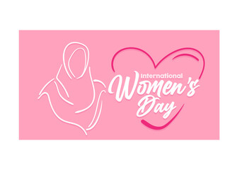 International Women's Day 8 march with frame of flower and leaves , doodle art style.