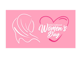 International Women's Day 8 march with frame of flower and leaves , doodle art style.