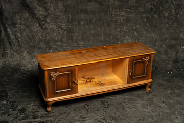 old wooden furniture on a gray background