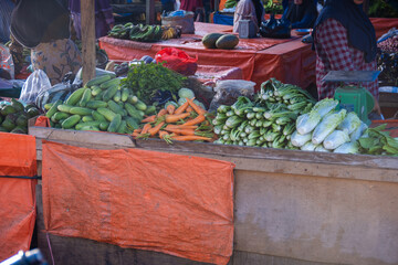 Fresh vegetables are available for sale in the Bukittinggi street market.