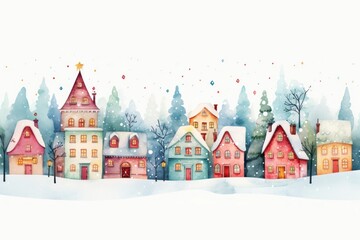 Fototapeta na wymiar Christmas snow village architecture building house