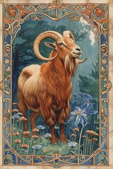 markhor goat Art illustration for a book