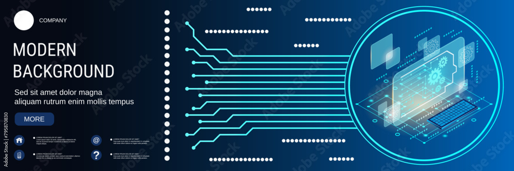 Poster digital technology banner vector design template. digital brain, artificial intelligence, innovation