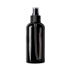 Trendy Cosmetics Display Mockup: Stylish Cut Out PNG Presentation, Black Spray Bottle Black PET Plastic
