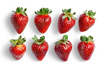 strawberries isolated on white background, clipping path, full depth of field - generative ai