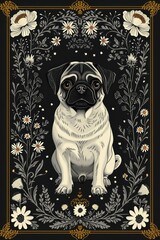 pug dog Art illustration for a book