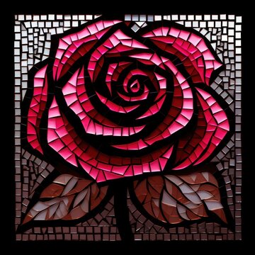 A blank shocking pink rose frame art mosaic glass.