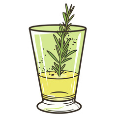 Fototapeta na wymiar A vector icon of absinthe in a shot glass, perfect for depicting strong alcoholic drinks or bar themed graphics.