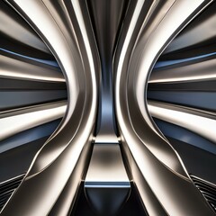 A sleek, metallic structure twisting and turning, reflecting light in dynamic ways4