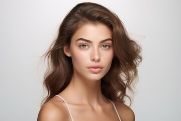 Naklejka premium Portrait beautiful young woman with clean fresh skin portrait adult photo