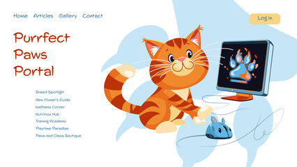 Modern vector illustration concepts for website - cat care interactive guide