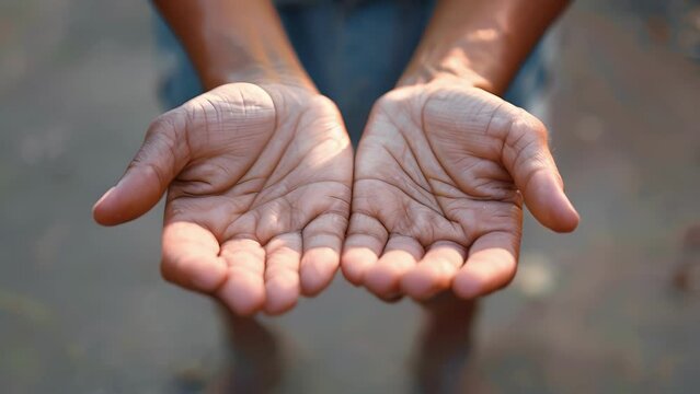 Closeup of a pair of open hands a sign of openness and freedom of expression. .