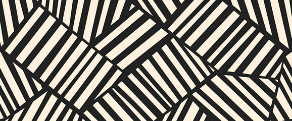 black and white background, Vector seamless pattern. Modern stylish abstract texture. Repeating geometric tiles from striped elements.