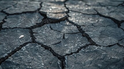 Obraz premium A small white object on a cracked surface