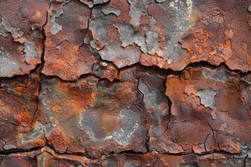 The image is of a rusted and cracked surface, possibly a piece of metal or wood
