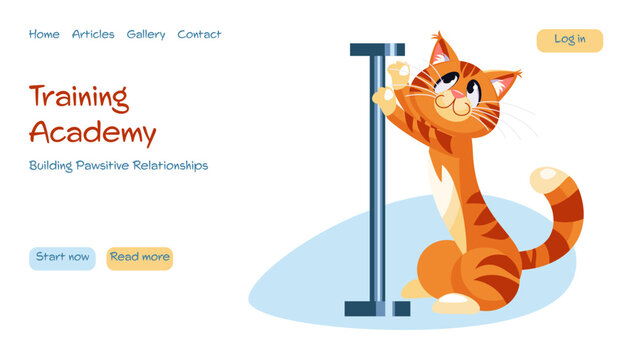 Modern vector concepts for website - cat training and behavior