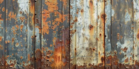 Weathered Chronicles: A Rusty Old Wall with Peeling Paint, Narrating Stories of Time's Passage.
