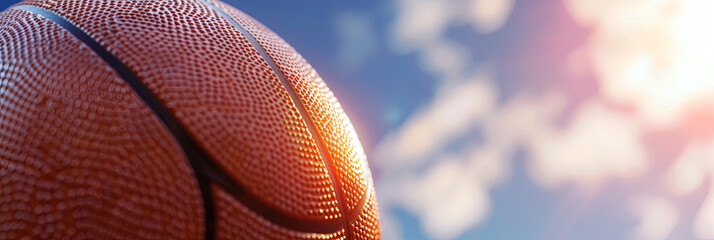 close up of basketball with sky background, generative AI