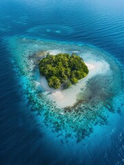 Maldives,Gaafu Alif Atoll,Indian ocean,Aerial view of uninhabited island in Gaafu Alif Atoll - generative ai