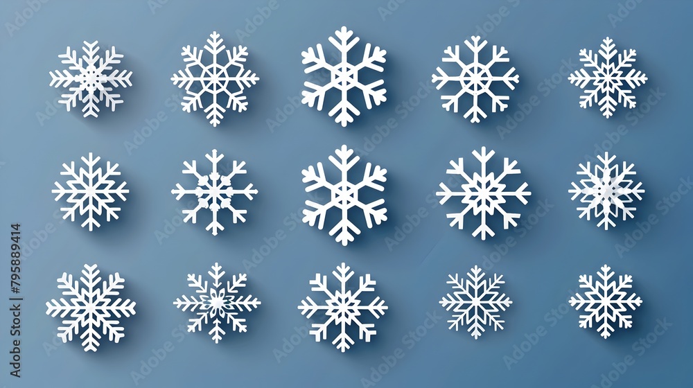 Poster delicate frozen snowflake patterns against a cool blue background