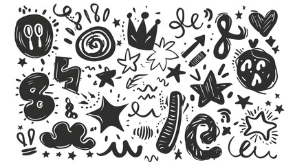 Whimsical Abstract Doodles and Sketches in Monochrome Patterns