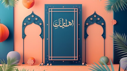 Ornate Islamic Mosque Architecture with Traditional Decor and Lighting