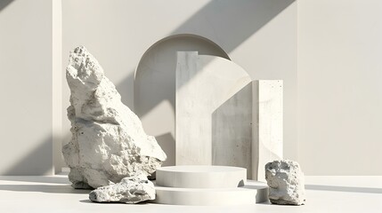 Captivating Sculptural Arrangement Showcasing Architectural Minimalism and Geometric Interplay