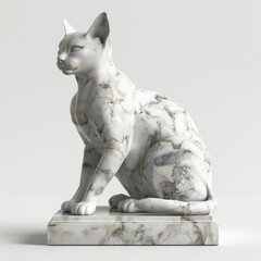 Marble cat sculpture porcelain figurine pottery.
