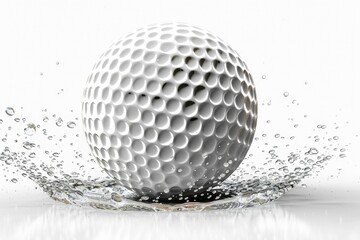A white golf ball with a wet surface