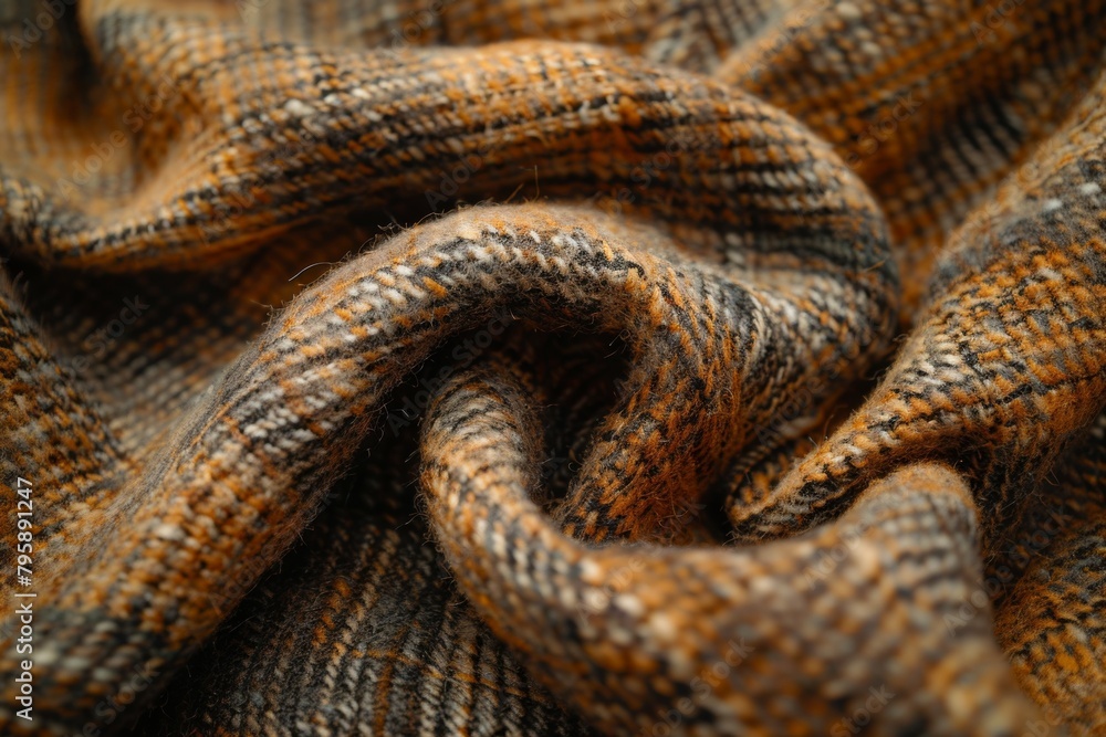 Poster a piece of fabric with a checkered pattern and a brown and gray color